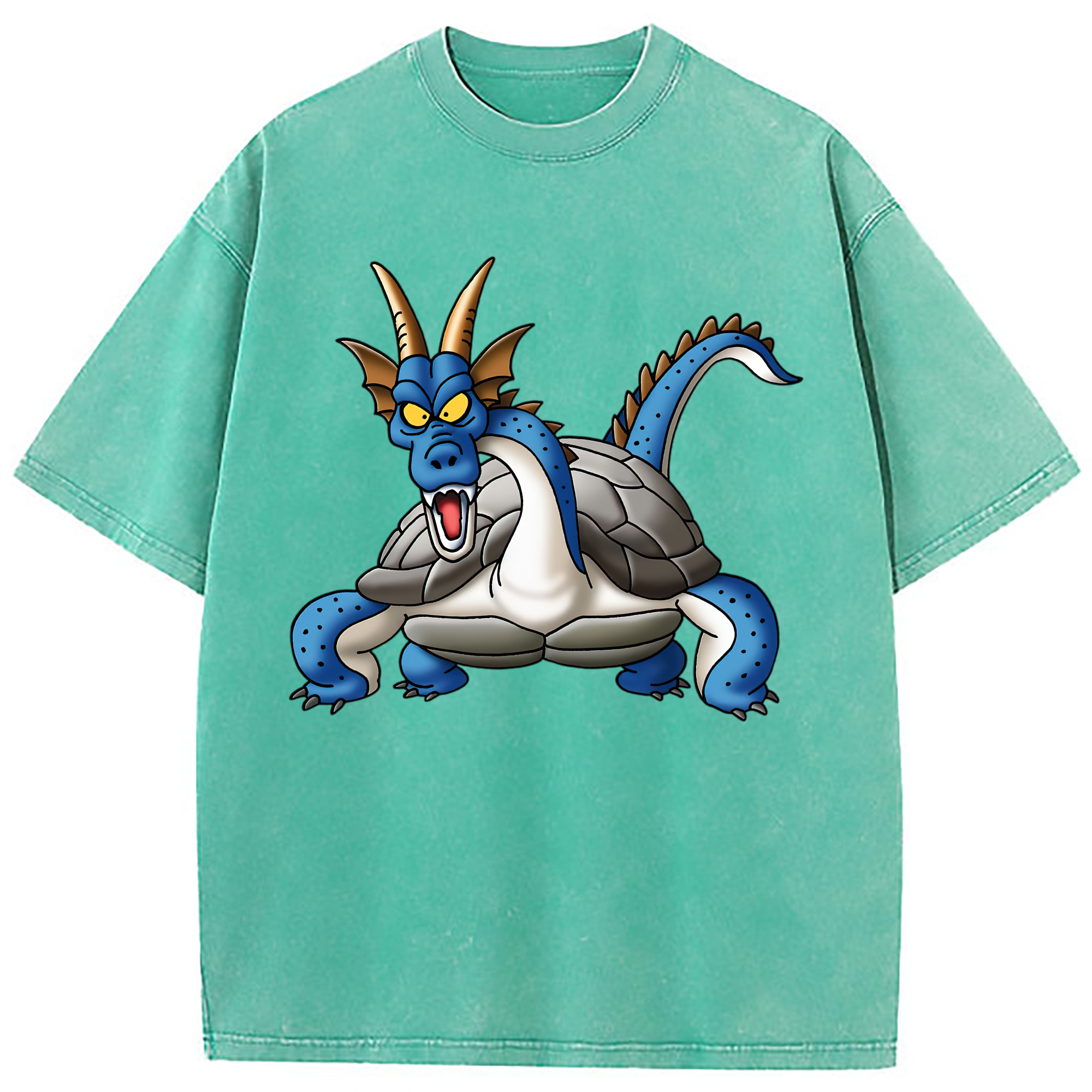 （画像用） ドラゴンクエスト Doragon Kuesuto Dragon Quest 綿100% ヴィンテージ風 半袖Tシャツ（フロントプリント）
